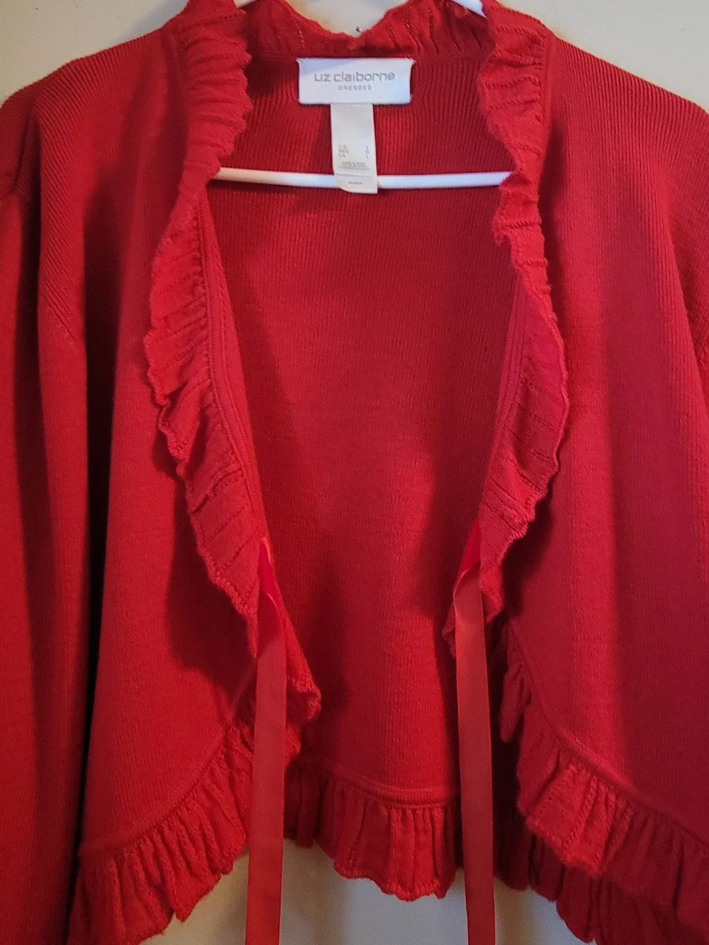 Liz Claiborne Red Sweater Maxi Dress Sz Large Matching Bolero Jacket Christmas
